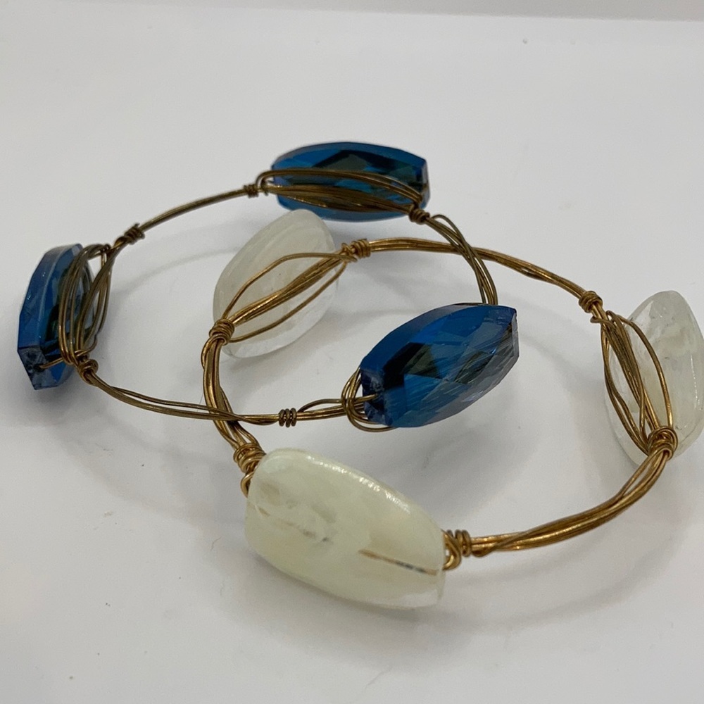 Large stone vintage wire bracelets